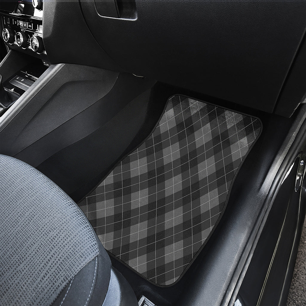 Dark Grey Argyle Pattern Print Front Car Floor Mats