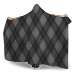 Dark Grey Argyle Pattern Print Hooded Blanket