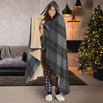 Dark Grey Argyle Pattern Print Hooded Blanket