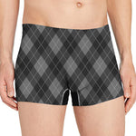 Dark Grey Argyle Pattern Print Men's Boxer Briefs