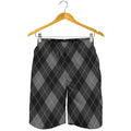 Dark Grey Argyle Pattern Print Men's Shorts