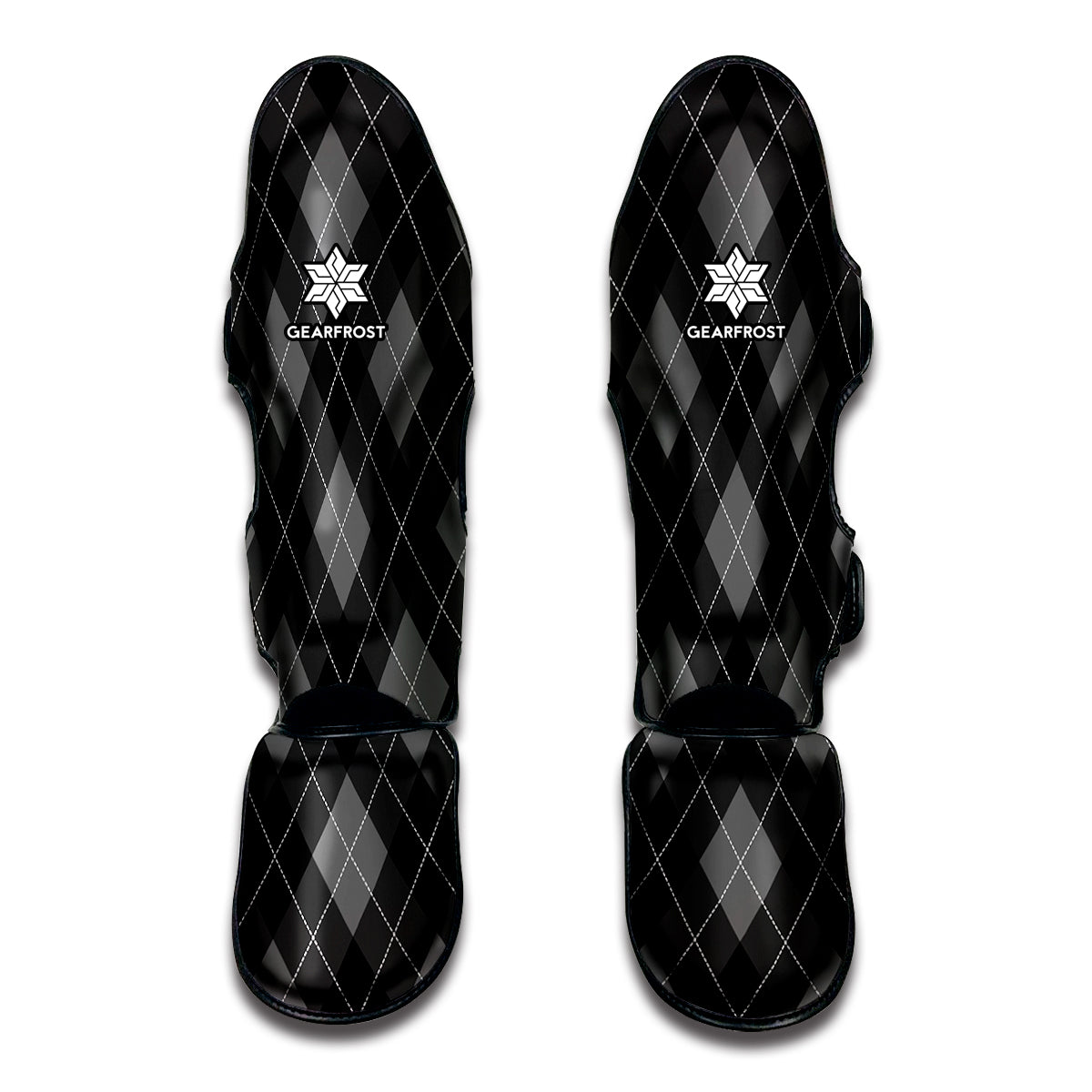 Dark Grey Argyle Pattern Print Muay Thai Shin Guard