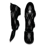 Dark Grey Argyle Pattern Print Muay Thai Shin Guard