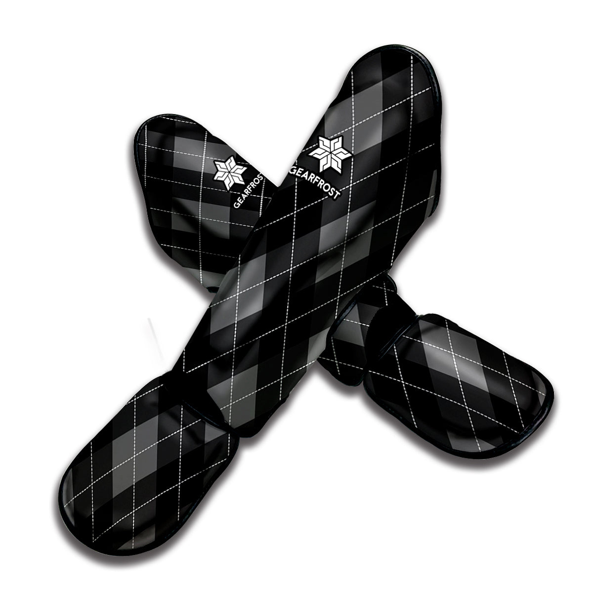 Dark Grey Argyle Pattern Print Muay Thai Shin Guard
