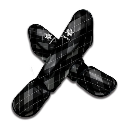 Dark Grey Argyle Pattern Print Muay Thai Shin Guard