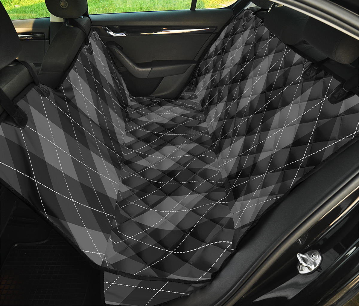 Dark Grey Argyle Pattern Print Pet Car Back Seat Cover