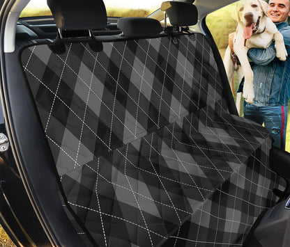 Dark Grey Argyle Pattern Print Pet Car Back Seat Cover