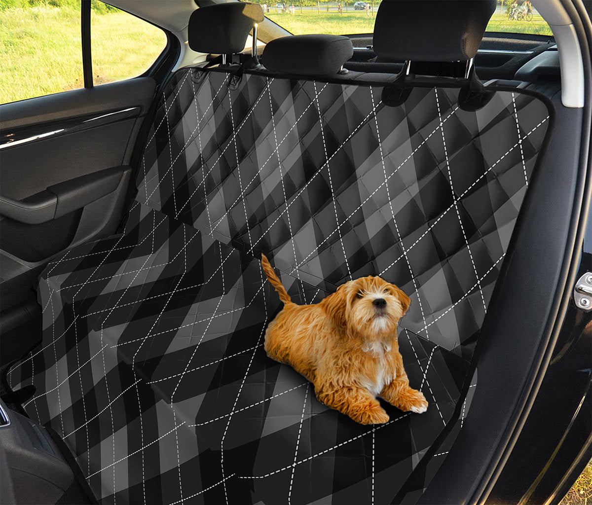 Dark Grey Argyle Pattern Print Pet Car Back Seat Cover