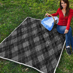 Dark Grey Argyle Pattern Print Quilt