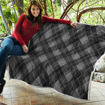 Dark Grey Argyle Pattern Print Quilt