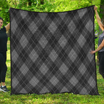 Dark Grey Argyle Pattern Print Quilt