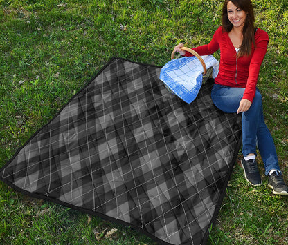 Dark Grey Argyle Pattern Print Quilt