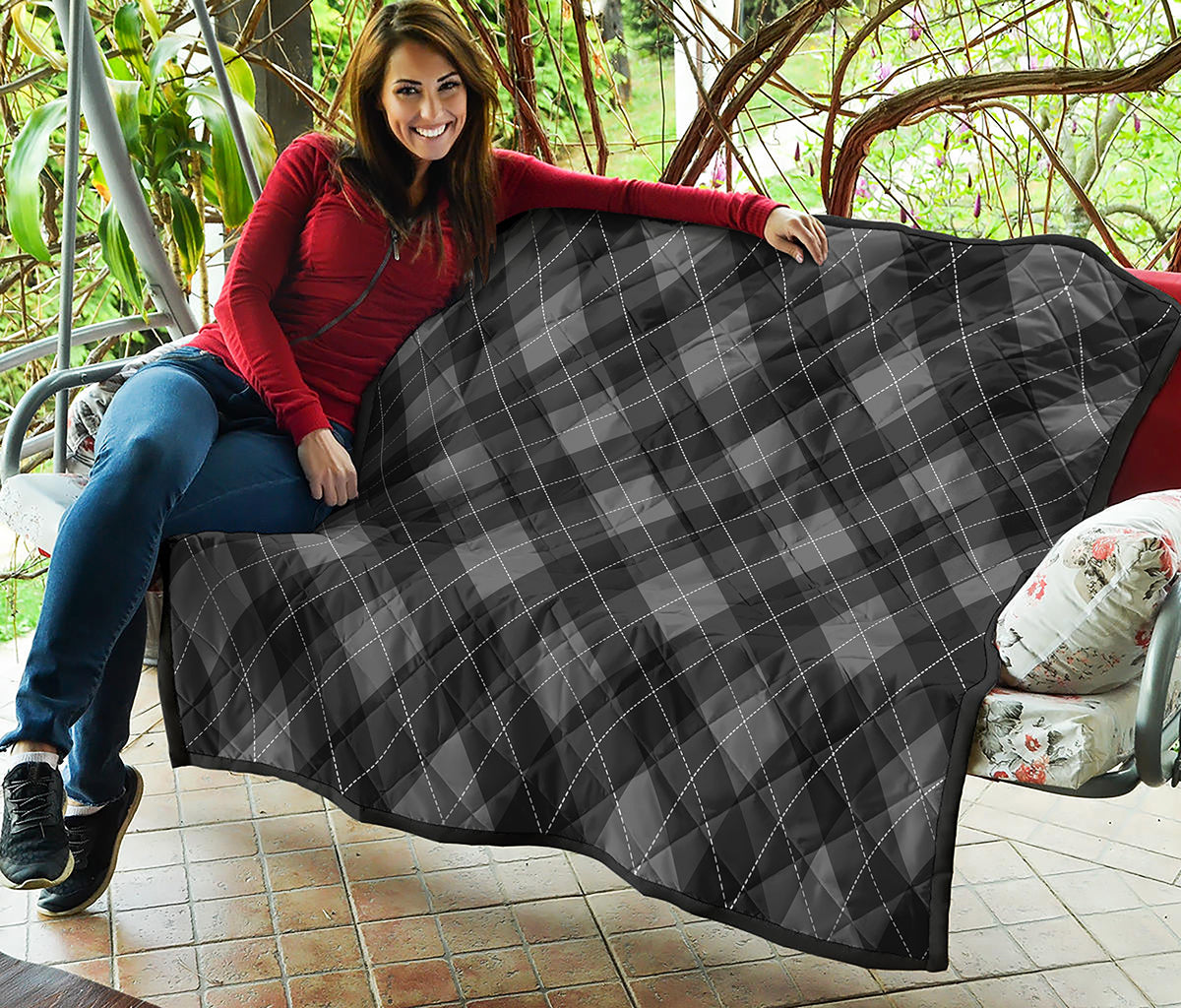 Dark Grey Argyle Pattern Print Quilt