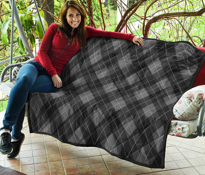 Dark Grey Argyle Pattern Print Quilt
