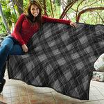 Dark Grey Argyle Pattern Print Quilt