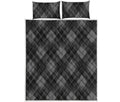 Dark Grey Argyle Pattern Print Quilt Bed Set
