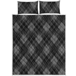 Dark Grey Argyle Pattern Print Quilt Bed Set