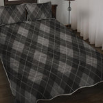 Dark Grey Argyle Pattern Print Quilt Bed Set