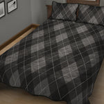 Dark Grey Argyle Pattern Print Quilt Bed Set