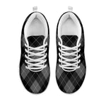 Dark Grey Argyle Pattern Print White Sneakers