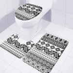 Dark Grey Aztec Pattern Print 3 Piece Bath Mat Set