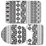 Dark Grey Aztec Pattern Print 3 Piece Bath Mat Set