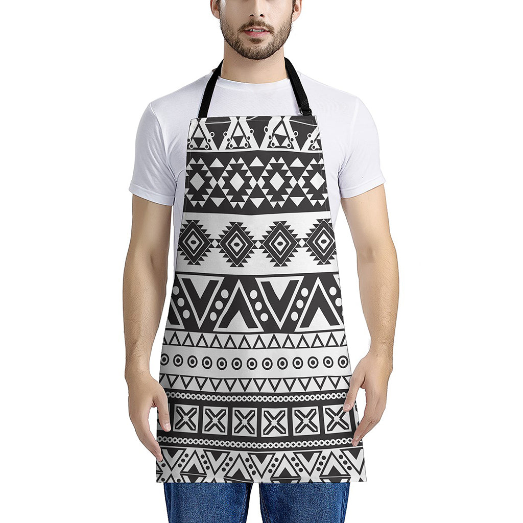 Dark Grey Aztec Pattern Print Apron