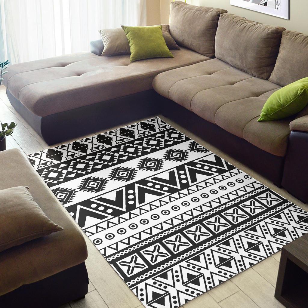 Dark Grey Aztec Pattern Print Area Rug GearFrost
