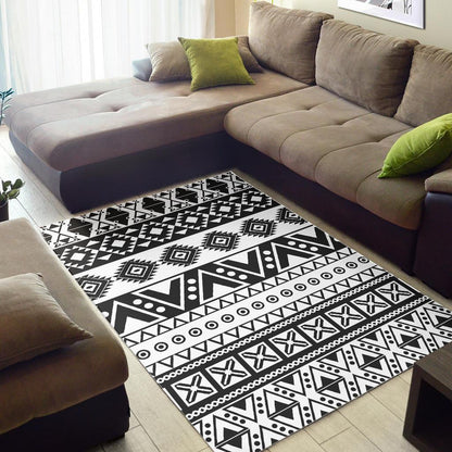 Dark Grey Aztec Pattern Print Area Rug GearFrost