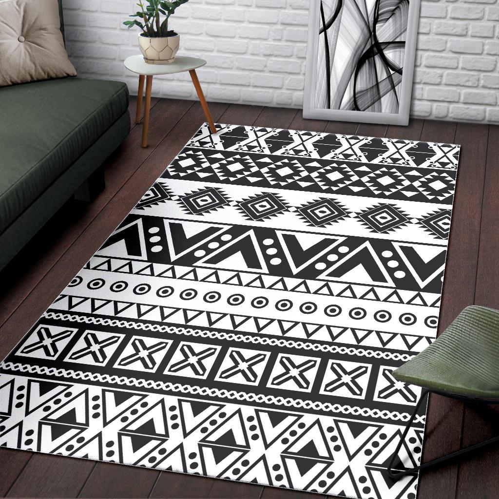 Dark Grey Aztec Pattern Print Area Rug GearFrost
