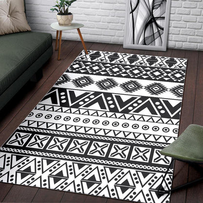 Dark Grey Aztec Pattern Print Area Rug GearFrost