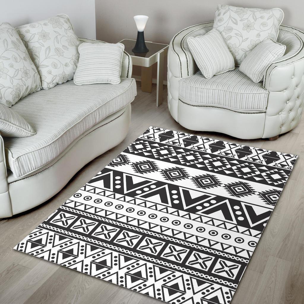 Dark Grey Aztec Pattern Print Area Rug GearFrost