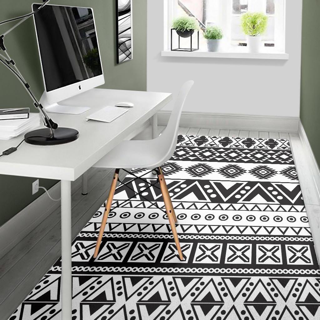 Dark Grey Aztec Pattern Print Area Rug GearFrost
