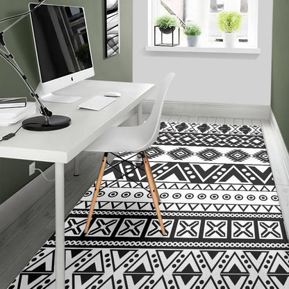 Dark Grey Aztec Pattern Print Area Rug GearFrost