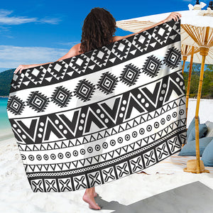 Dark Grey Aztec Pattern Print Beach Sarong Wrap