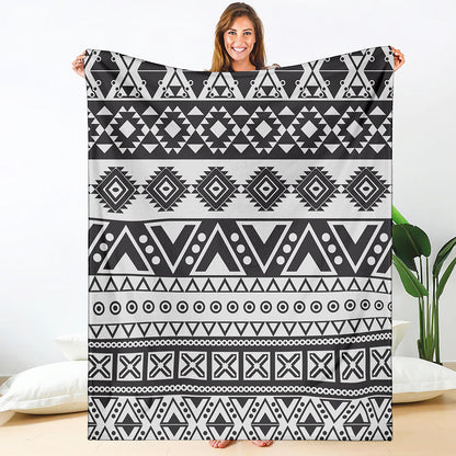 Dark Grey Aztec Pattern Print Blanket