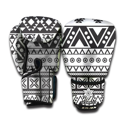 Dark Grey Aztec Pattern Print Boxing Gloves