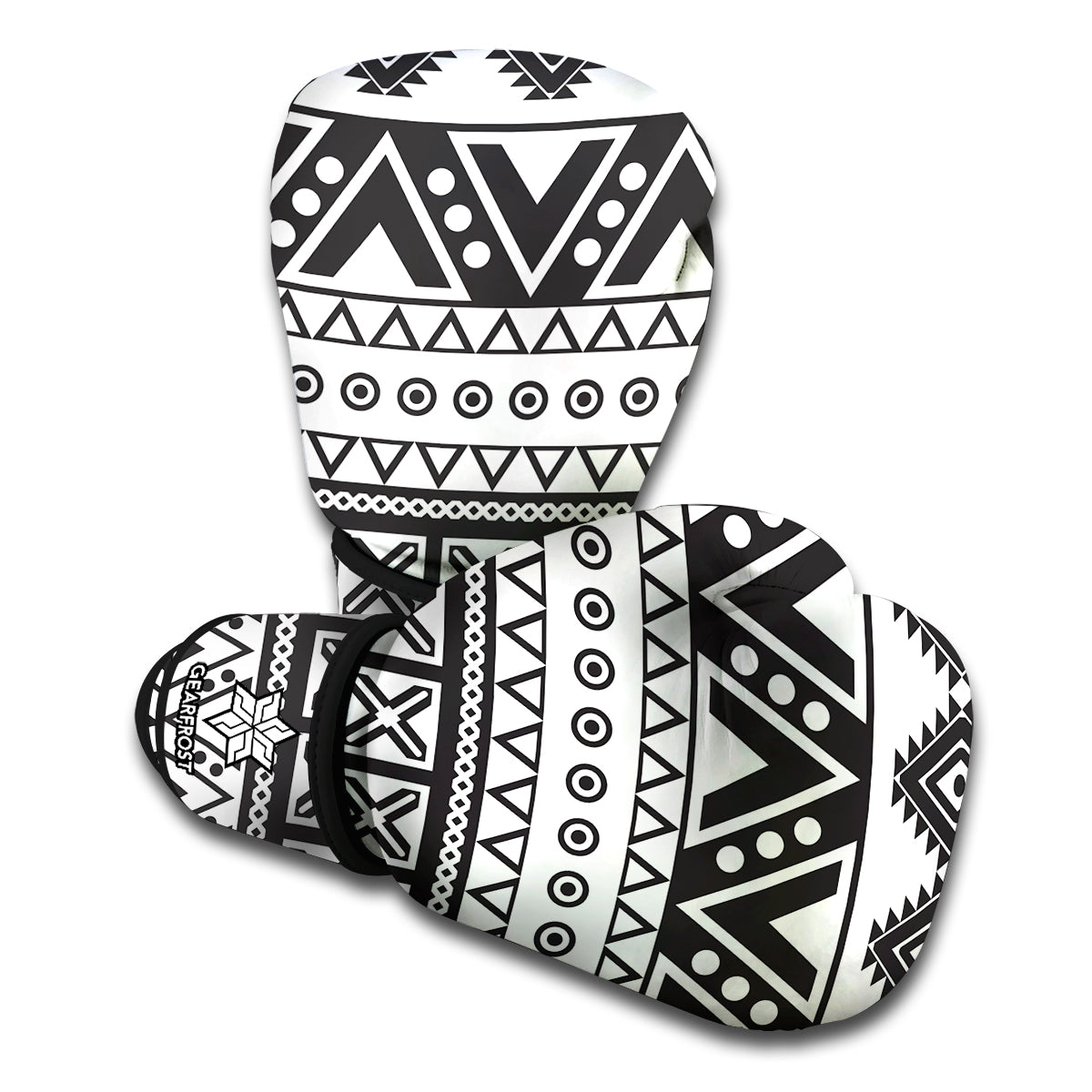Dark Grey Aztec Pattern Print Boxing Gloves
