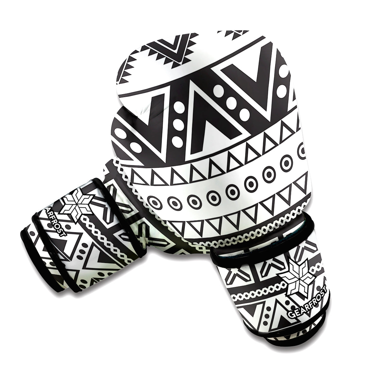 Dark Grey Aztec Pattern Print Boxing Gloves