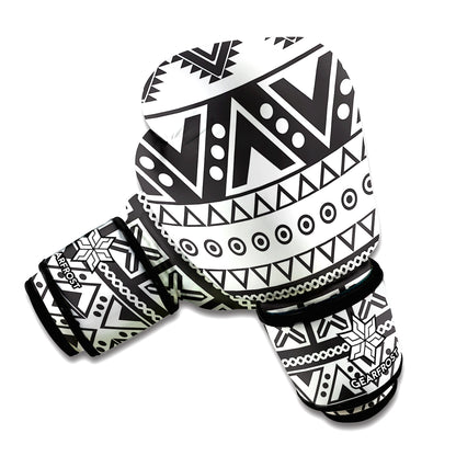 Dark Grey Aztec Pattern Print Boxing Gloves