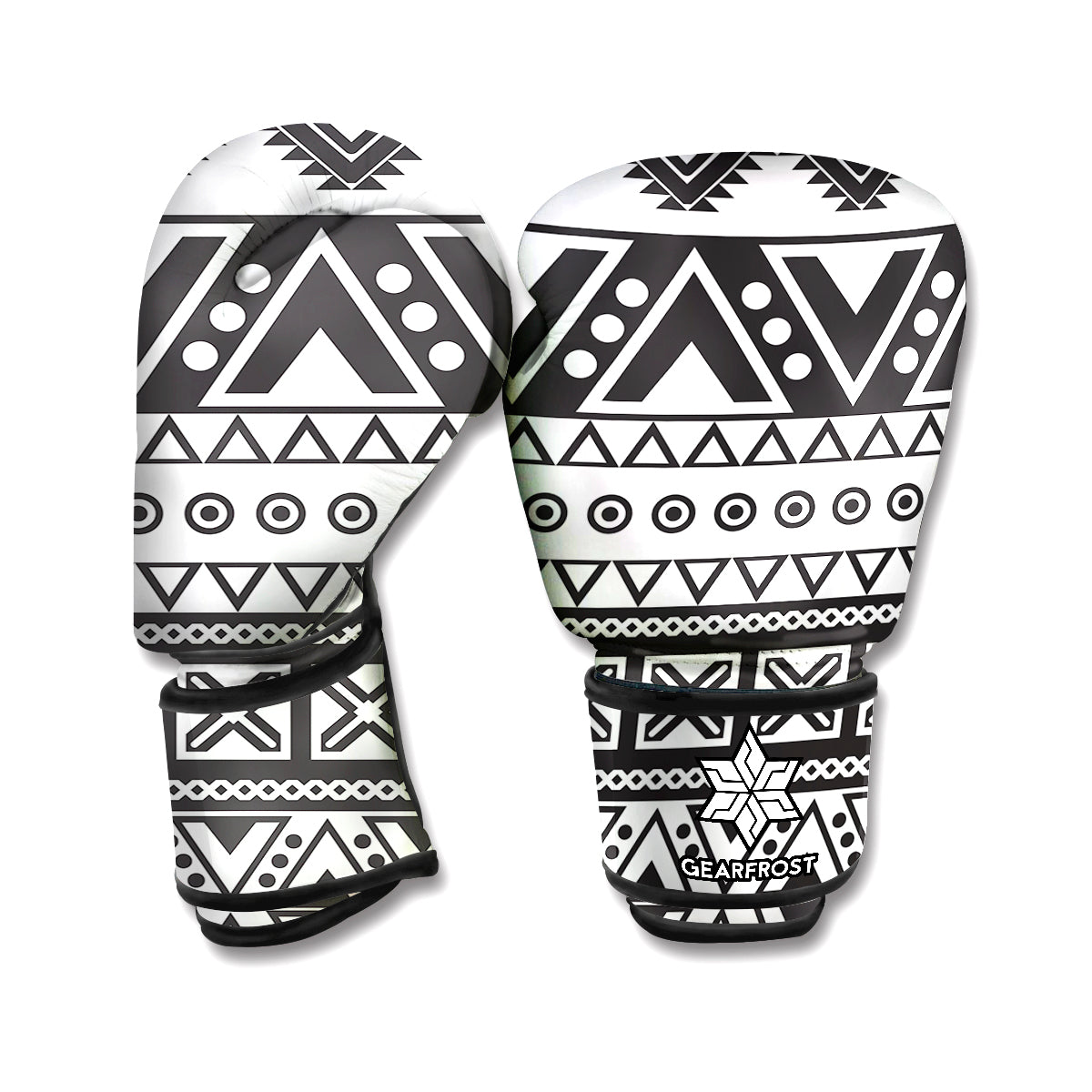 Dark Grey Aztec Pattern Print Boxing Gloves