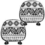 Dark Grey Aztec Pattern Print Car Headrest Covers