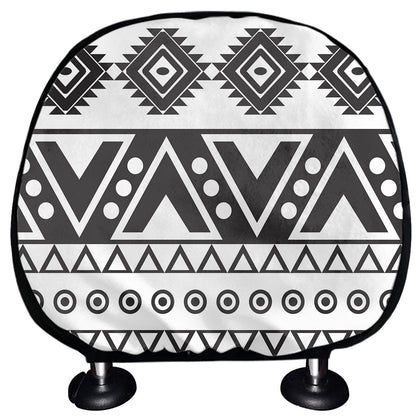 Dark Grey Aztec Pattern Print Car Headrest Covers