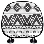 Dark Grey Aztec Pattern Print Car Headrest Covers