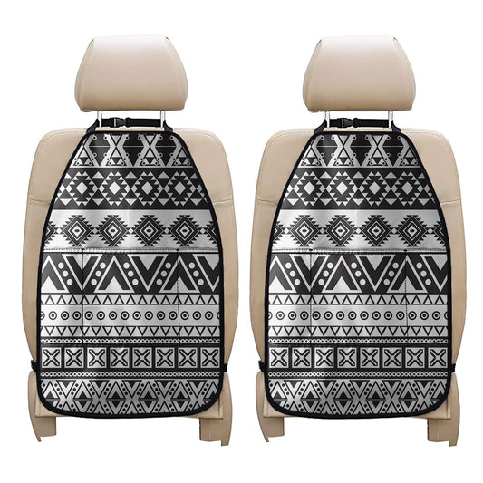 Dark Grey Aztec Pattern Print Car Seat Organizers