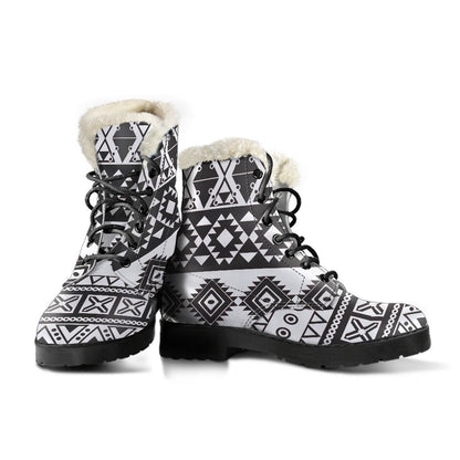 Dark Grey Aztec Pattern Print Comfy Boots GearFrost