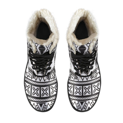 Dark Grey Aztec Pattern Print Comfy Boots GearFrost