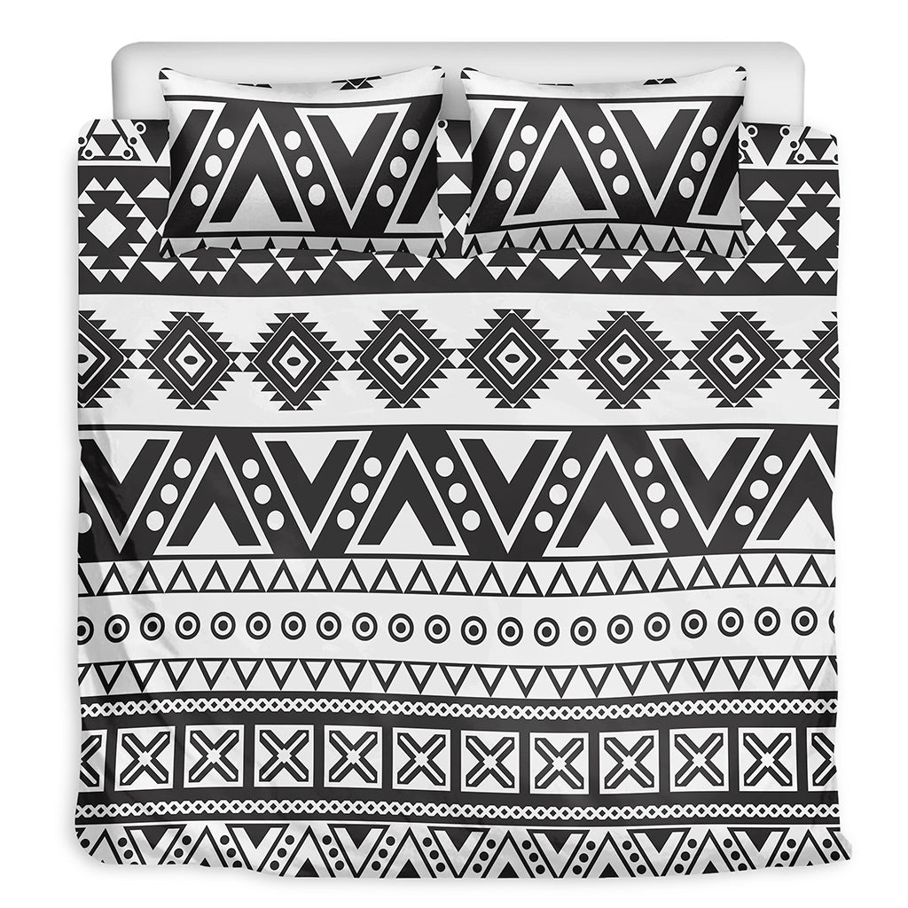 Dark Grey Aztec Pattern Print Duvet Cover Bedding Set