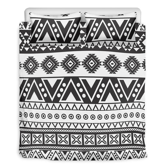 Dark Grey Aztec Pattern Print Duvet Cover Bedding Set
