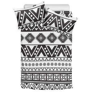 Dark Grey Aztec Pattern Print Duvet Cover Bedding Set